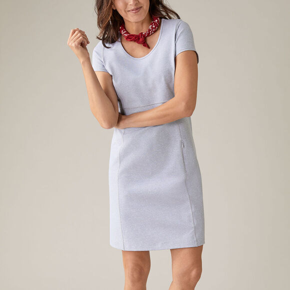 Duluth Trading Dress Knee Length Dress Scoop Neck Dress L Gray NoGa UPF 50 - Picture 6 of 8